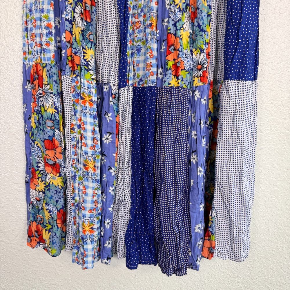 Vintage Lucia Lukken Broomskirt Skirt Womens Medium Mix Patchwork Floral Boho M - Picture 6 of 10